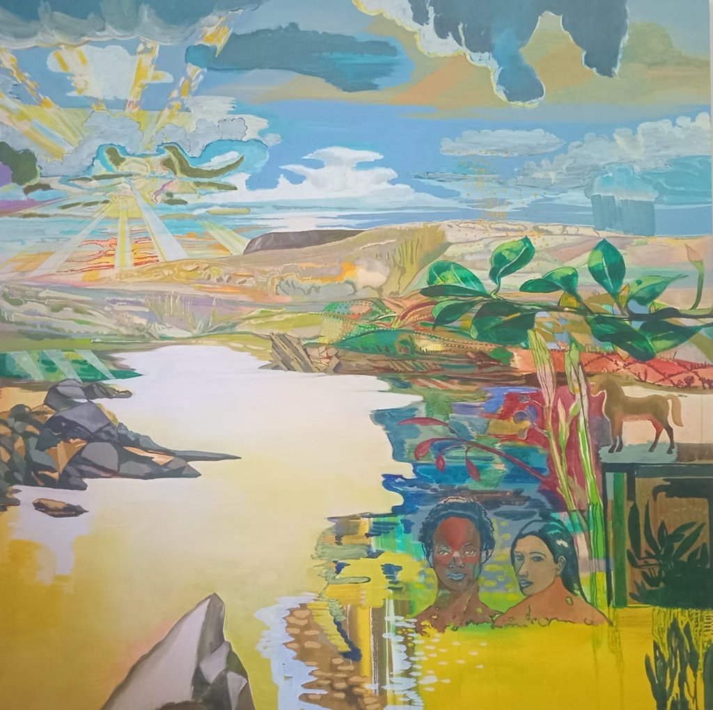 22 - Cópia de Alberto Saraiva, As gêmeas_ Cosma e Damiana (diálogo com o Guignard do Belas Artes), 2023, Técnica mista sobre tela, 200 x 200 cm (1)