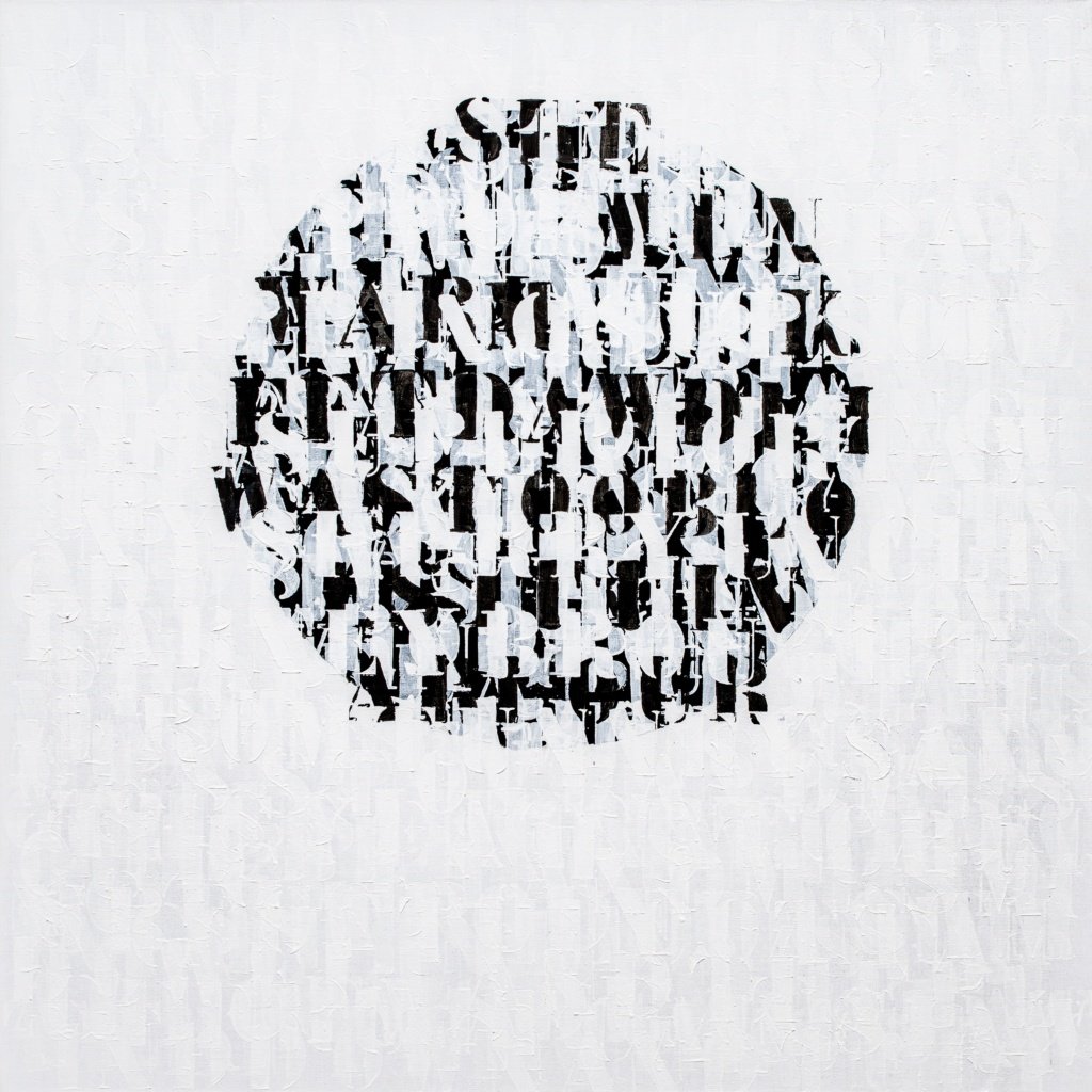 Almidano Artifoni, 2023, Série Circulos Erráticos James Joyce Acrílica sobre linho 100 x 100 x 5 cm