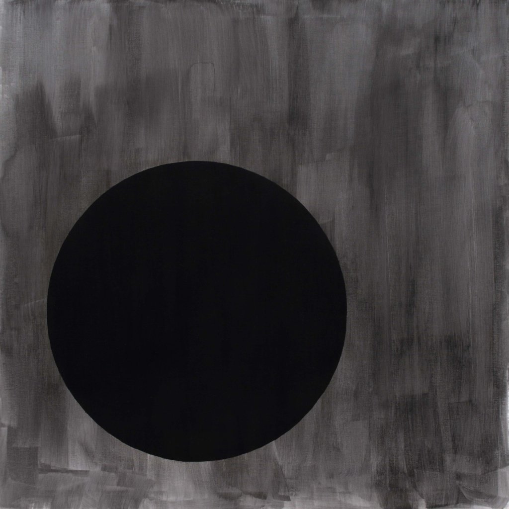 Preto e cinza, 2021 Série Circulos Erráticos Acrílica sobre linho 100 x 100 x 5 cm