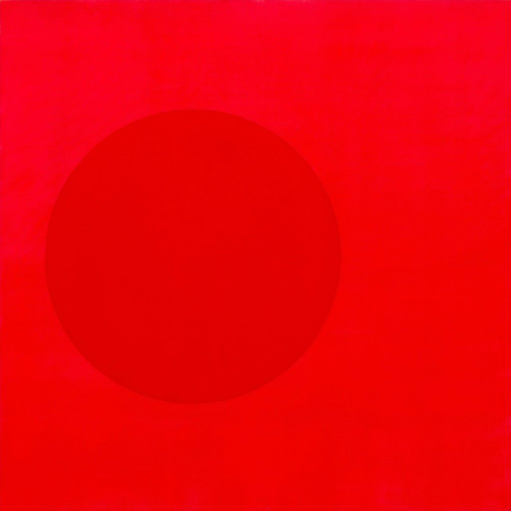 Vermelho sobre vermelho, 2021 Série Circulos Erráticos Acrílica sobre linho 100 x 100 x 5 cm
