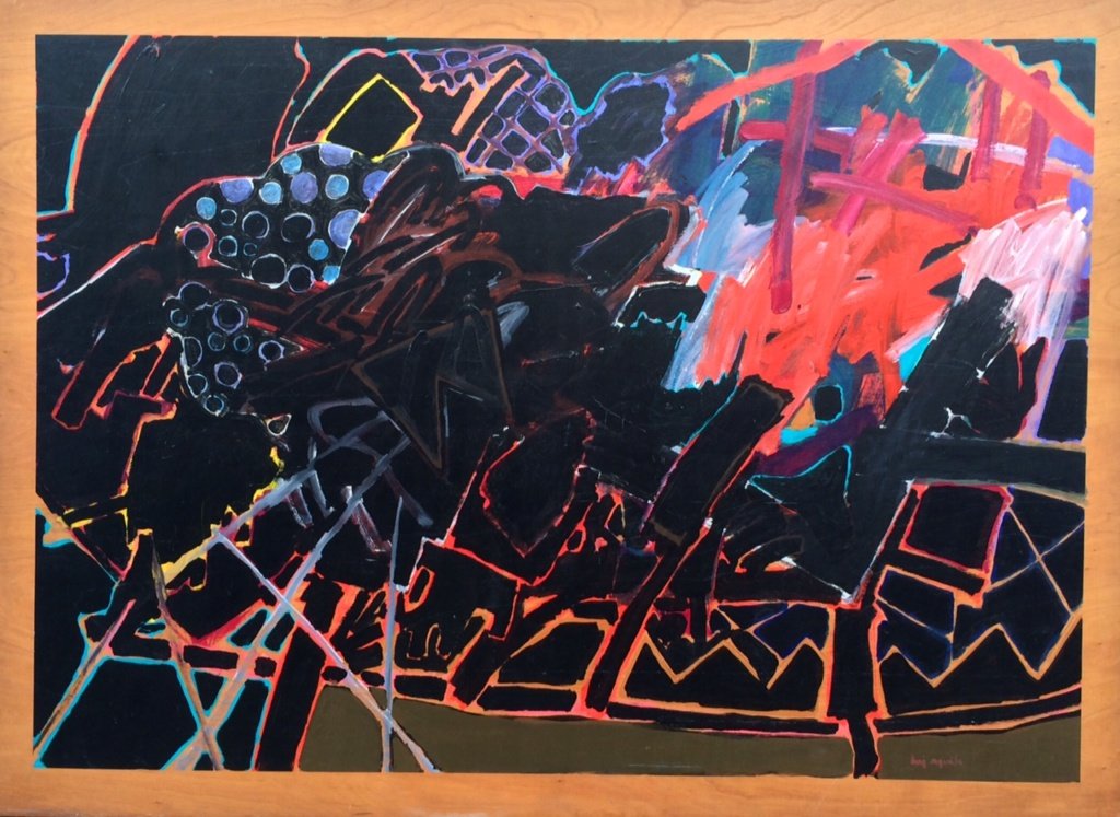 160 x 220 cm _ Luiz Aquila _ A pintura experimenta a madeira _ 1998 _ Acrílica s madeira