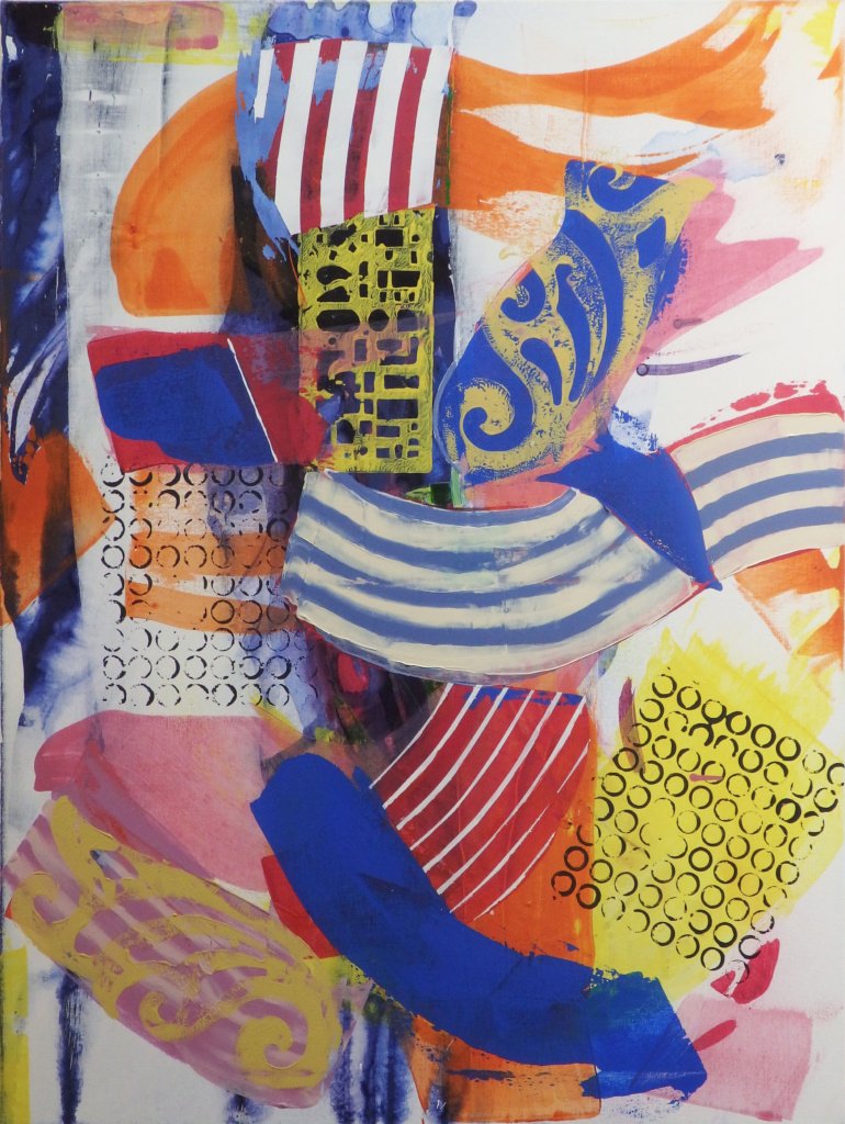 100 x 75 cm. John Nicholson. Carnaval no Horizonte Próximo,  2023. Acrílica sobre tela.