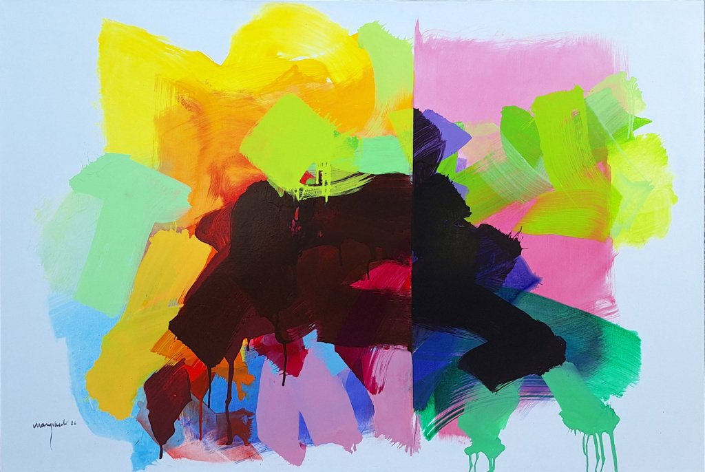 110 x 158 cm. Adriano Mangiavacchi. Pintar é preciso 20. Acrílica sobre tela