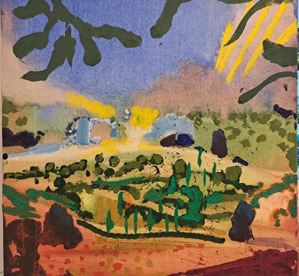 40 x 40 cm. Alberto Saraiva. Paisagem Carioca Comigo. Acrílica sobre tela