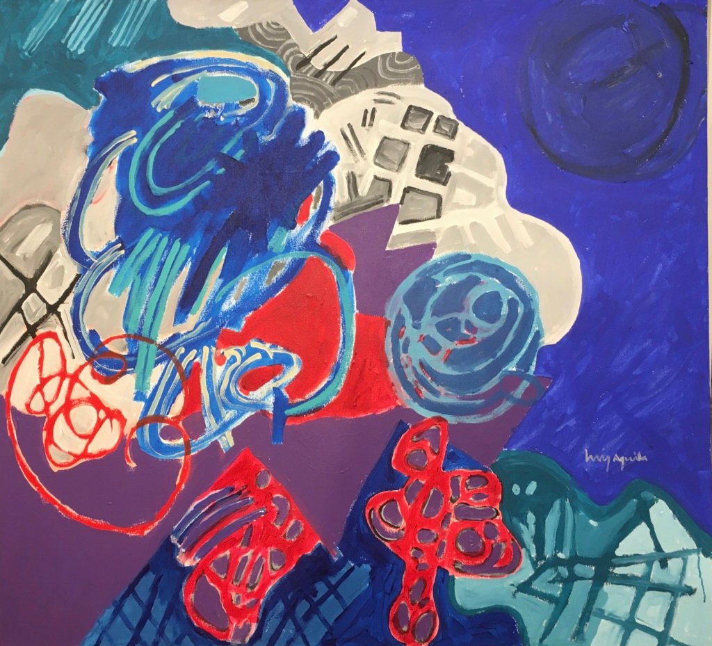 110 x 120 cm. Luiz Aquila. A pintura e o tremendo quadro, 2024. Acrílica sobre tela