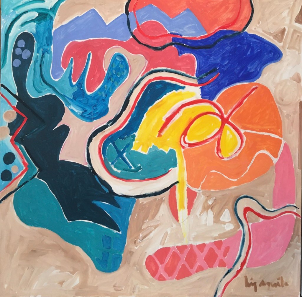 140 x 140 cm. Luiz Aquila. A Pintura e as formas bacantes, 2023. Acrílicasobre tela