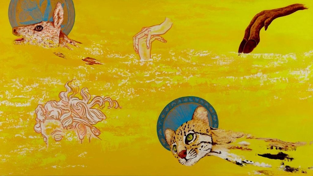 106 x 189 cm. Sergio Allevato. Sem título, série Colapso. Acrílica sobre linho. Foto por Jaime Acioli