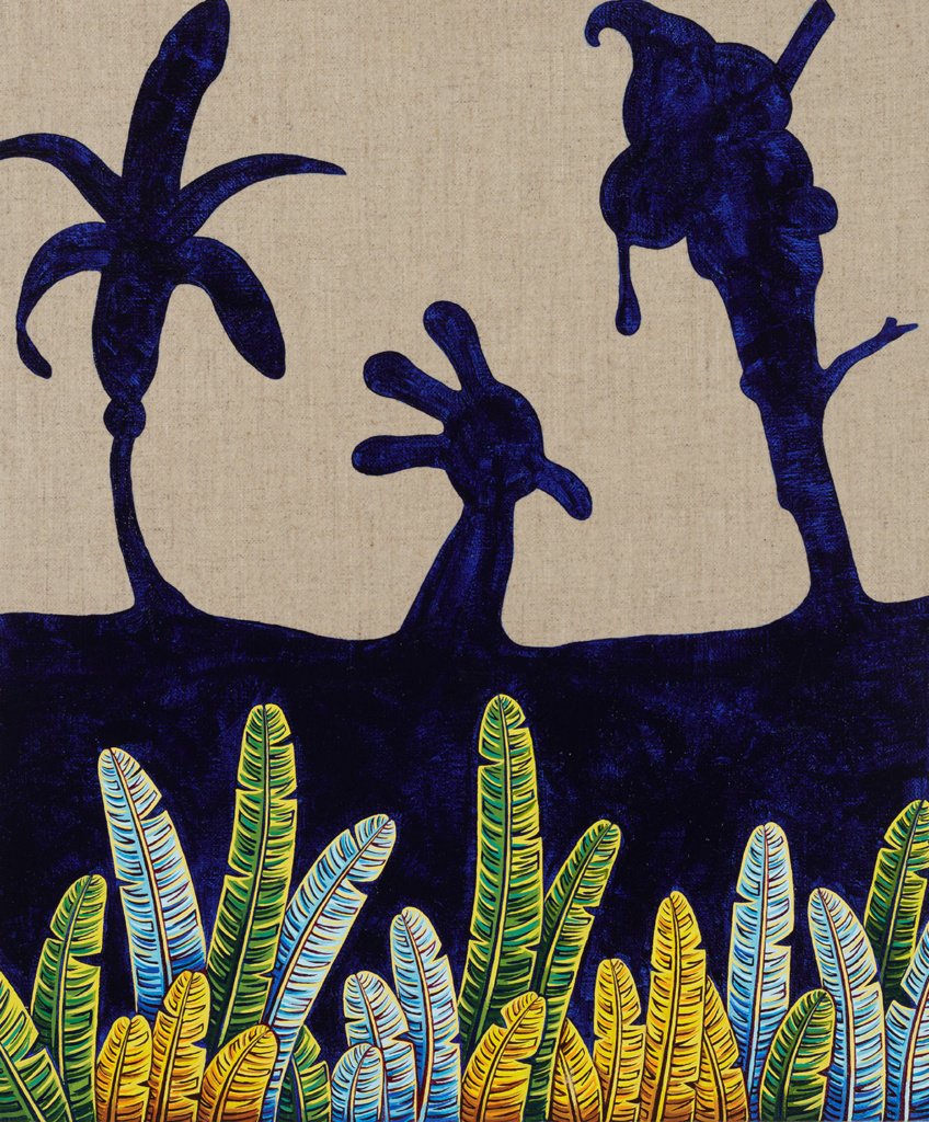 50 x 42 cm. Tentações, 2026. Série Sombras. Acrílica sobre linho